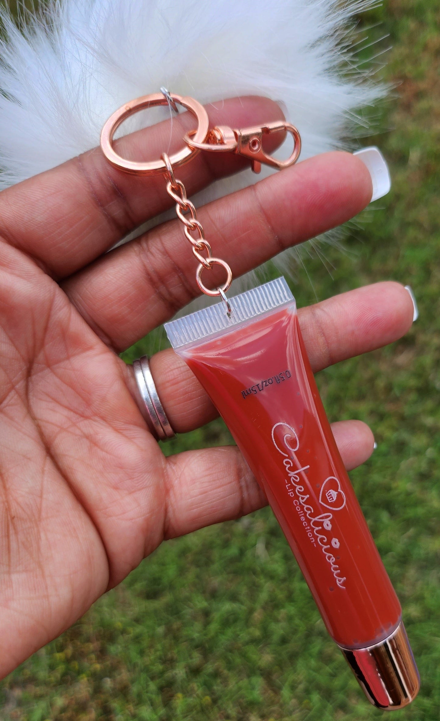 Cherry cheesecake squeeze keychain